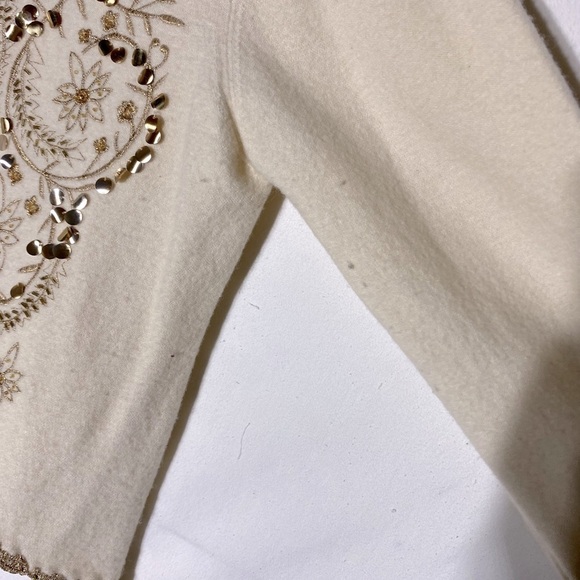 Mac & Jac Ivory Wool Cardigan With Gold  Decorations And Trim L - Picture 11 of 16